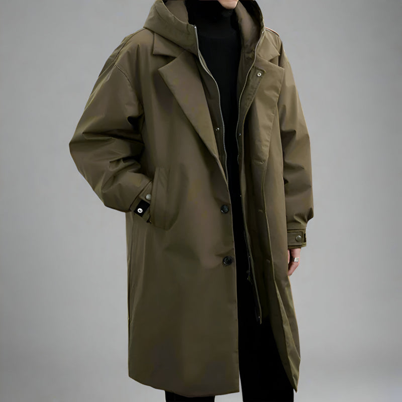 Herren Winter Trenchcoat - Lang Warm