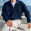 Herren Grobstrick Pullover - Half Zip Langarm