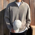 Herren Grobstrick Pullover - Half Zip Langarm