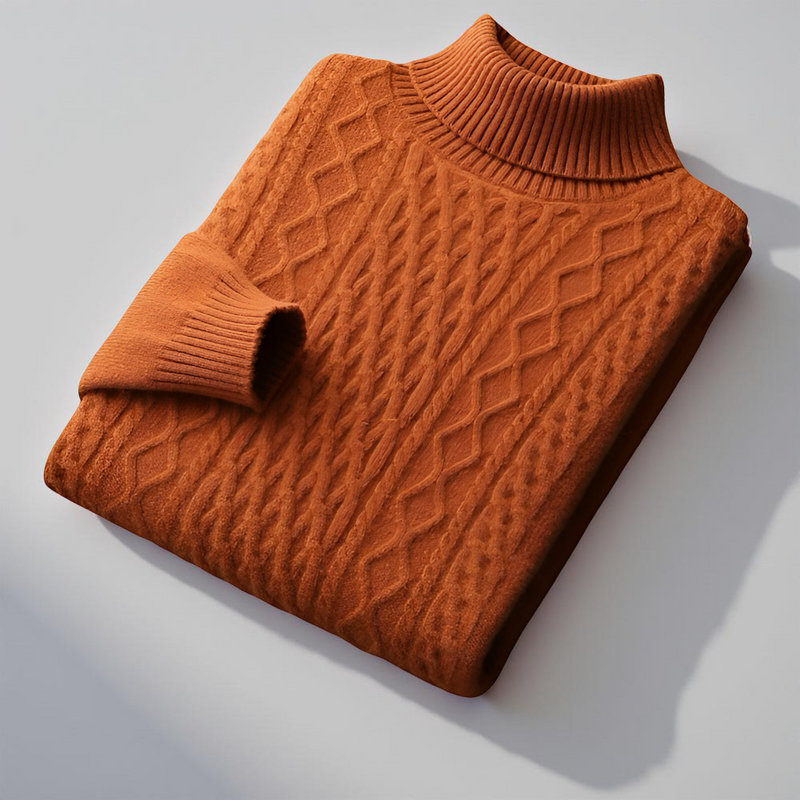 Herren Rollkragen Strickpullover - Warm Langarm