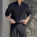 Herren Strickpullover mit Reißverschluss - Langarm Rollkragen