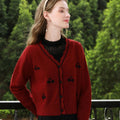 Red Knit Cardigan with Embroidery - Image 2