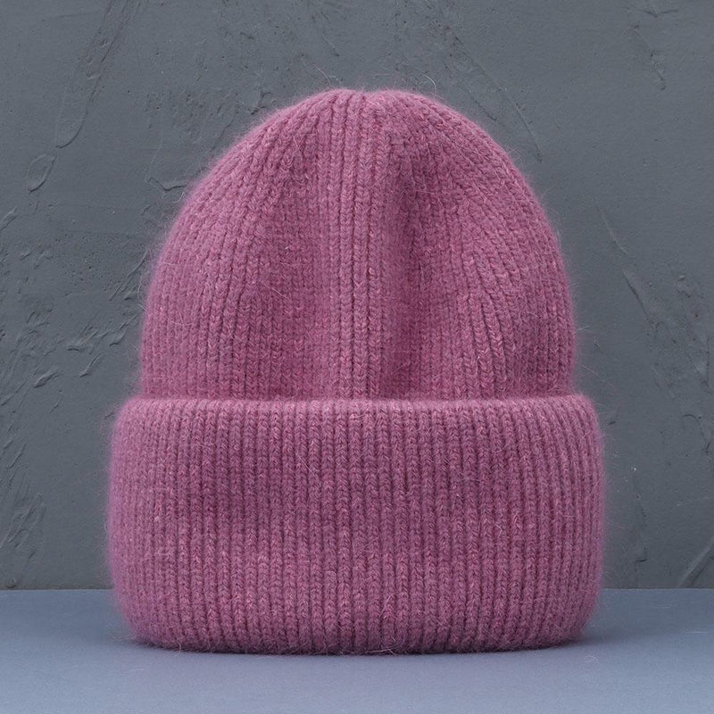 Warme Kaninchenfell Wintermütze in Trendfarben – Anna