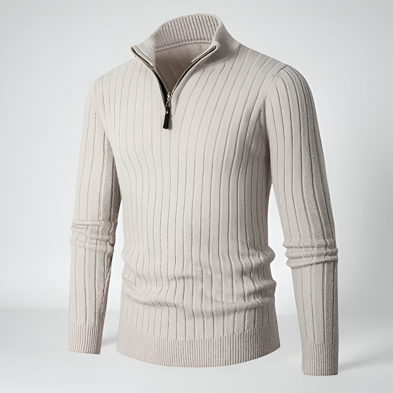 Herren Strick Rollkragen Pullover - Warm Reißverschluss