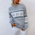 Damen Norweger Strickpullover – Warm Langarm Winterpulli