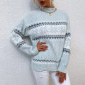 Damen Norweger Strickpullover – Warm Langarm Winterpulli