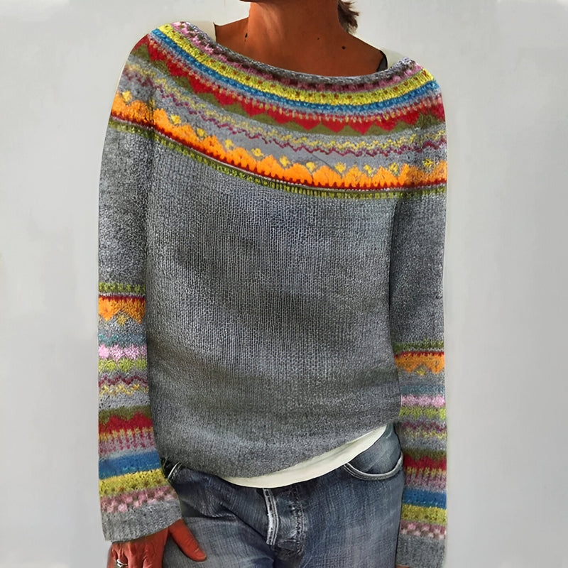 Damen Norweger Strickpullover – Langarm Warm