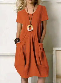 A-Linien Midi Kleid Damen mit Taschen Stil – Nayelise