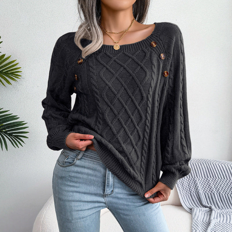 Eleganter Strickpullover mit quadratischem Ausschnitt – Sophia