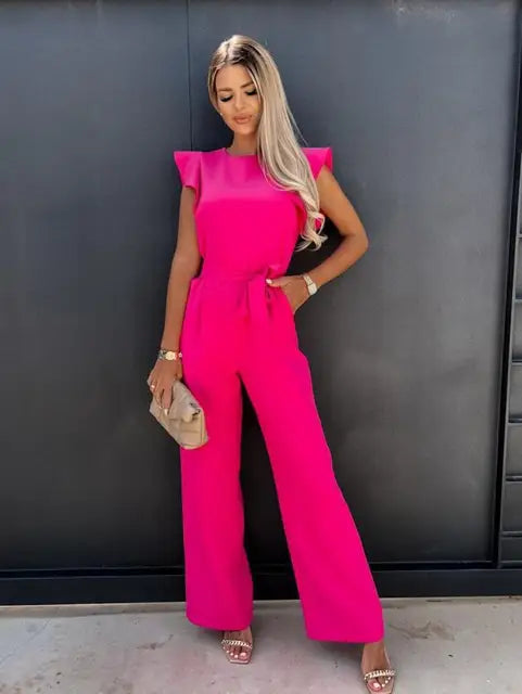 Ärmelloser Jumpsuit mit V-Ausschnitt – Hazel