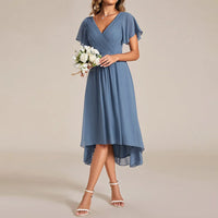 Elegantes Midi-Kleid mit V-Ausschnitt für Damen – Luise