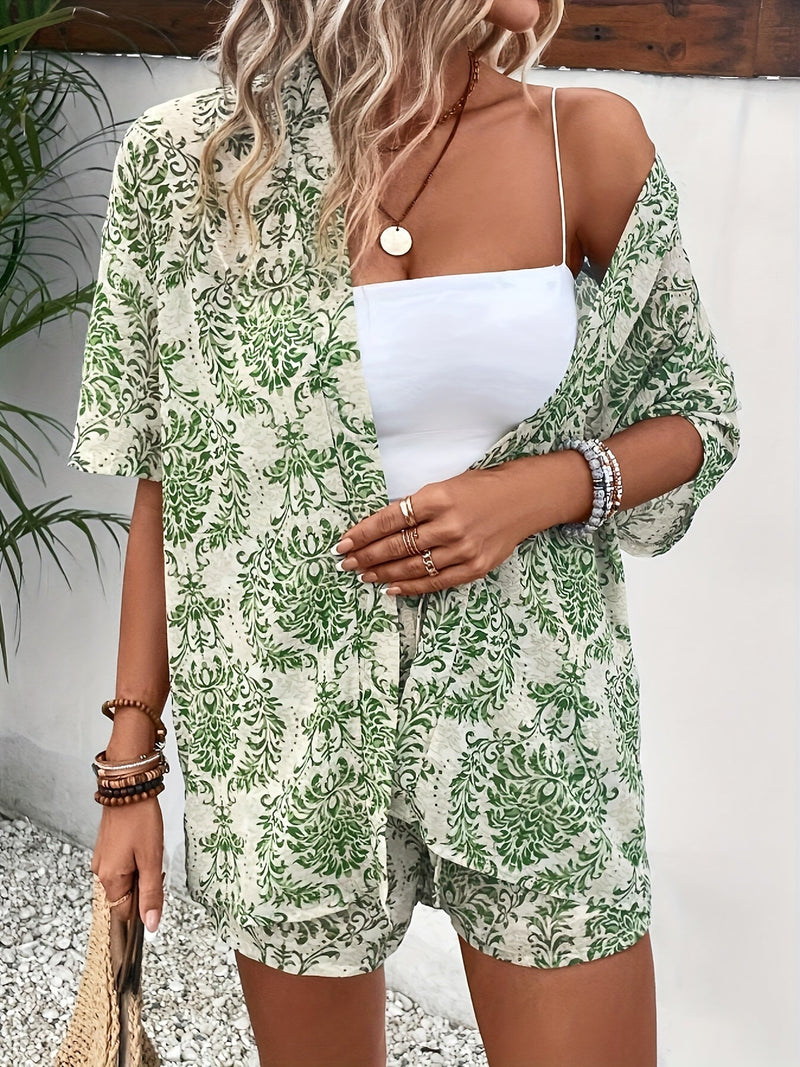 Florales Damen Top Schnürung Cardigan-Look – Valeria