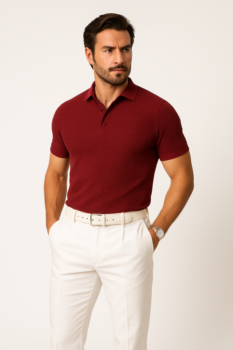 Herren-Poloshirt mit Waffelstruktur, Kurzarm – Marvero