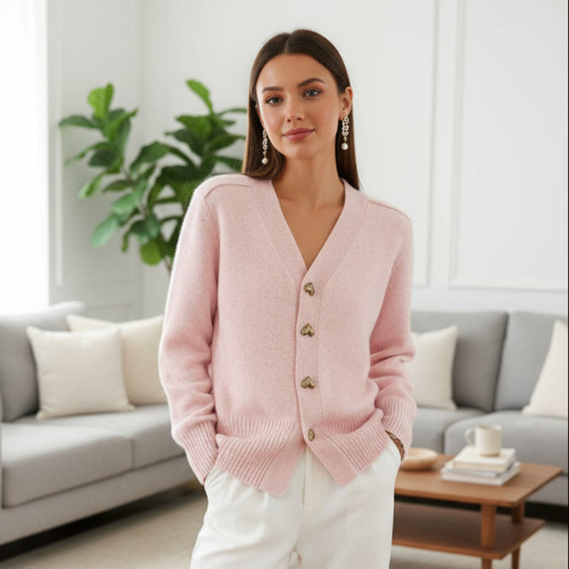 Damen Kuschel Strickjacke  - Geknöpft Langarm