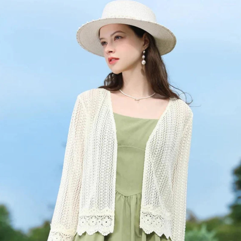 Damen Sommer Häkel Cardigan – Leicht Offen Getragen