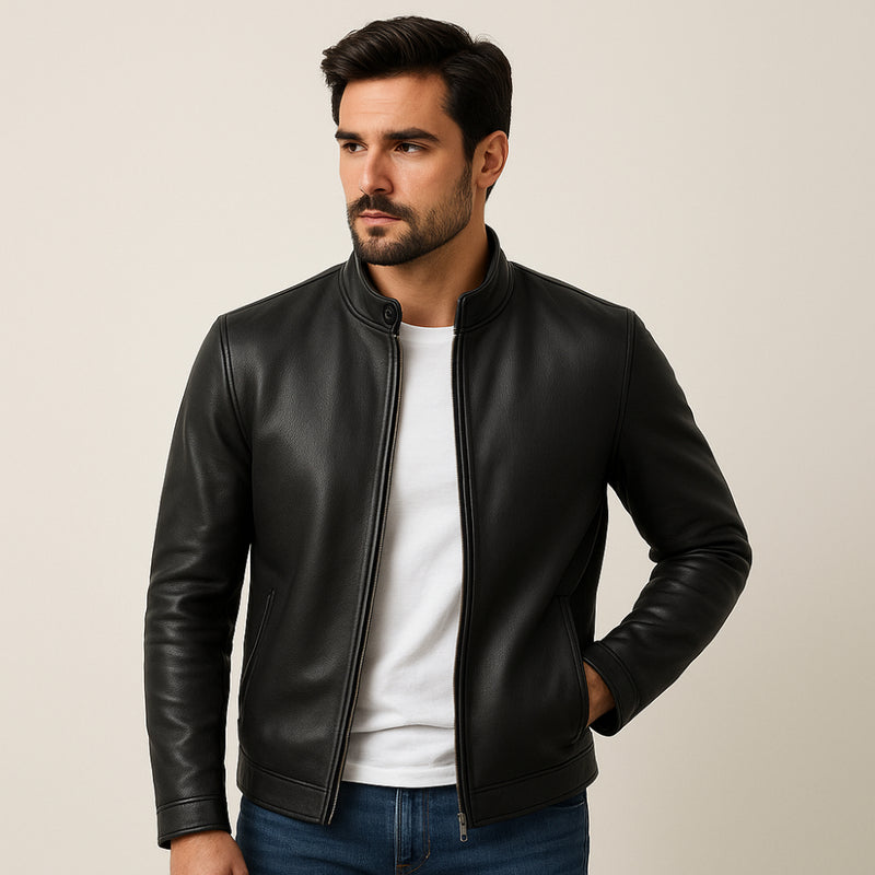 Herren Vintage Lederjacke – Motorrad Stil langarm