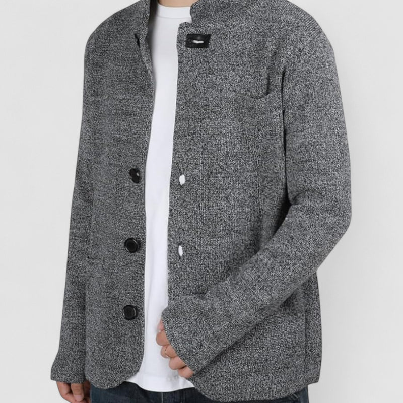 Herren Strickjacke Slim Fit - Stehkragen Knopfleiste