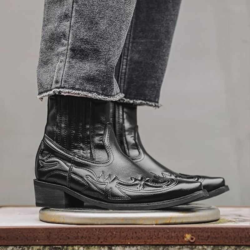 Herren Western Stiefeletten - Chelsea Cowboy Leder
