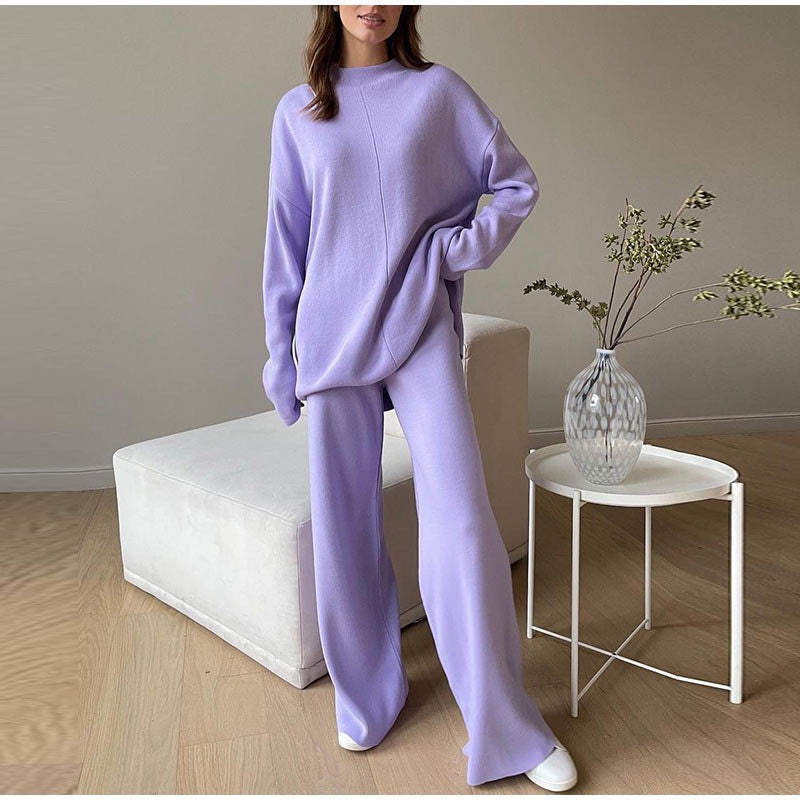 Hausanzug Damen Elegant mit Rollkragen Weites Bein - Anna