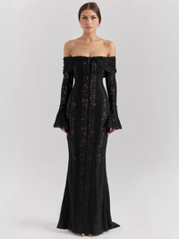 Spitzen Maxikleid mit Off Shoulder Schnitt – Léa
