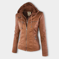 Alesund Lederjacke mit Kapuze – Stylische PU-Lederjacke für Damen