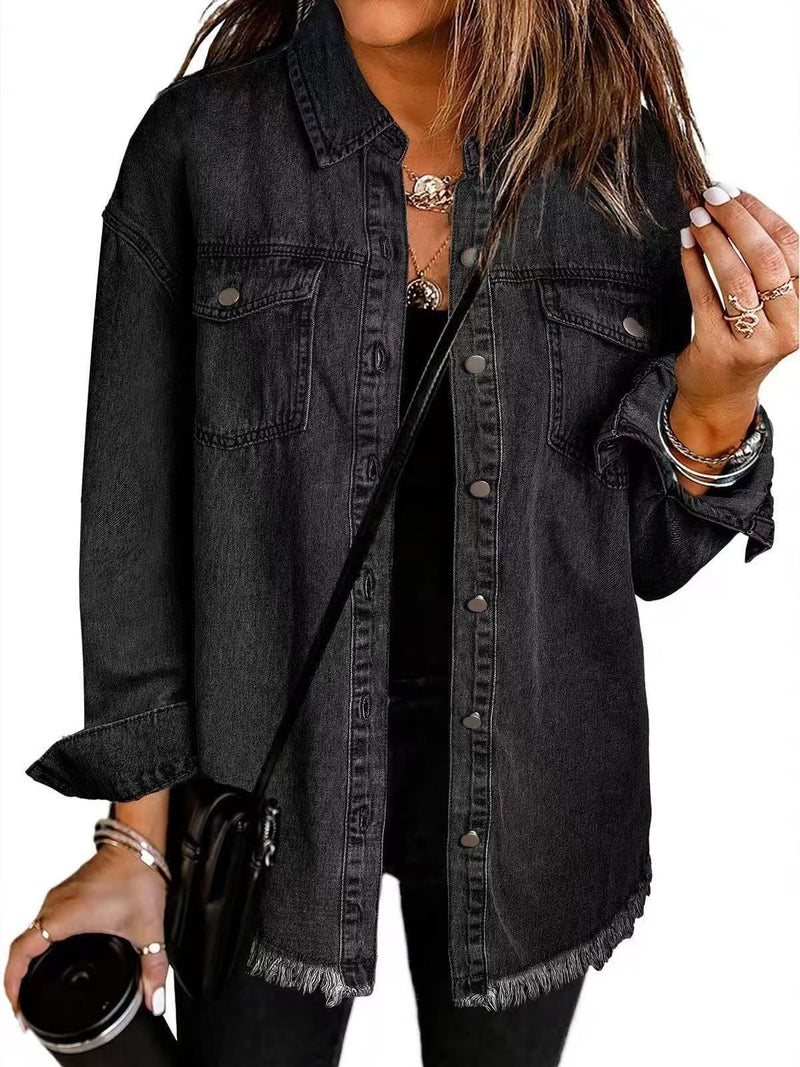 Jeansjacke Damen klassisch locker oversized – Velana