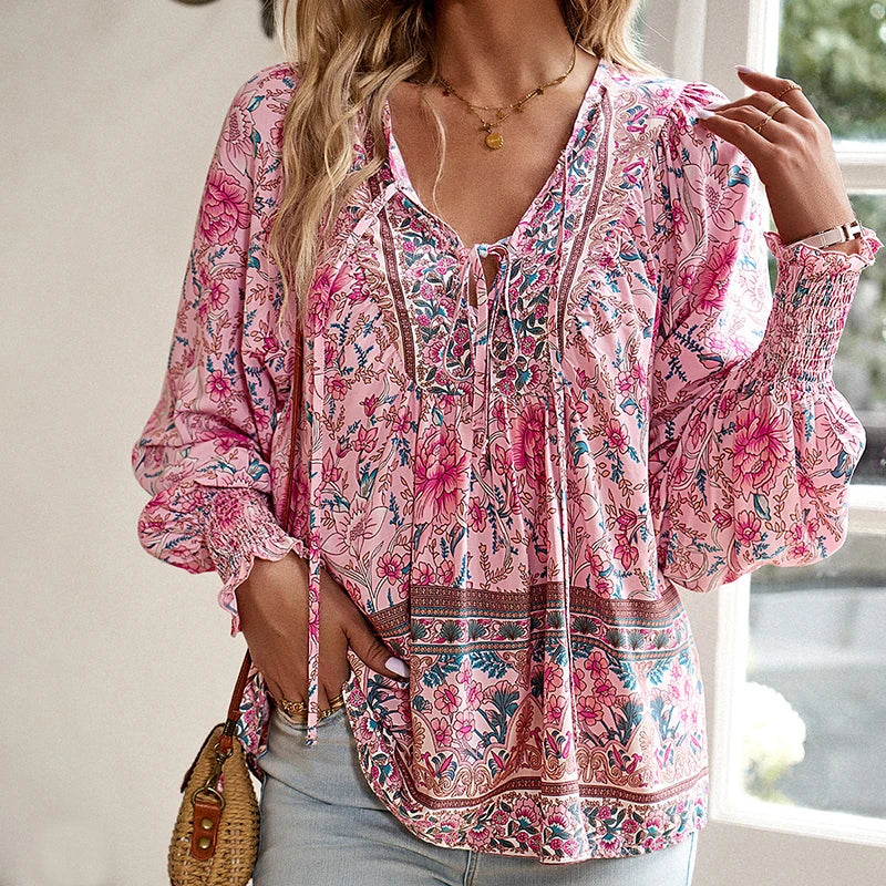Blumenbluse Damen Frühling Sommer leicht – Paula