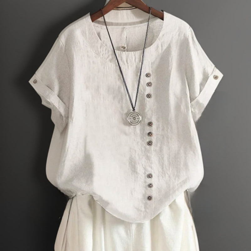 T-Shirt Damen Knopfdetails locker & bequem – Mira