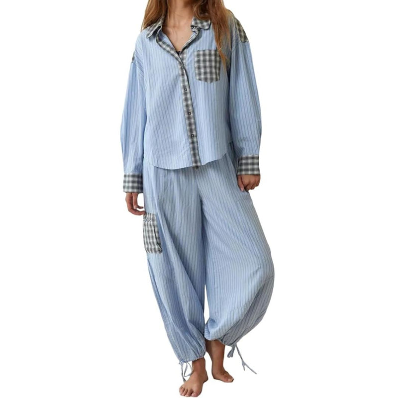 Kariertes Damen-Pyjama-Set aus Baumwolle – Marie