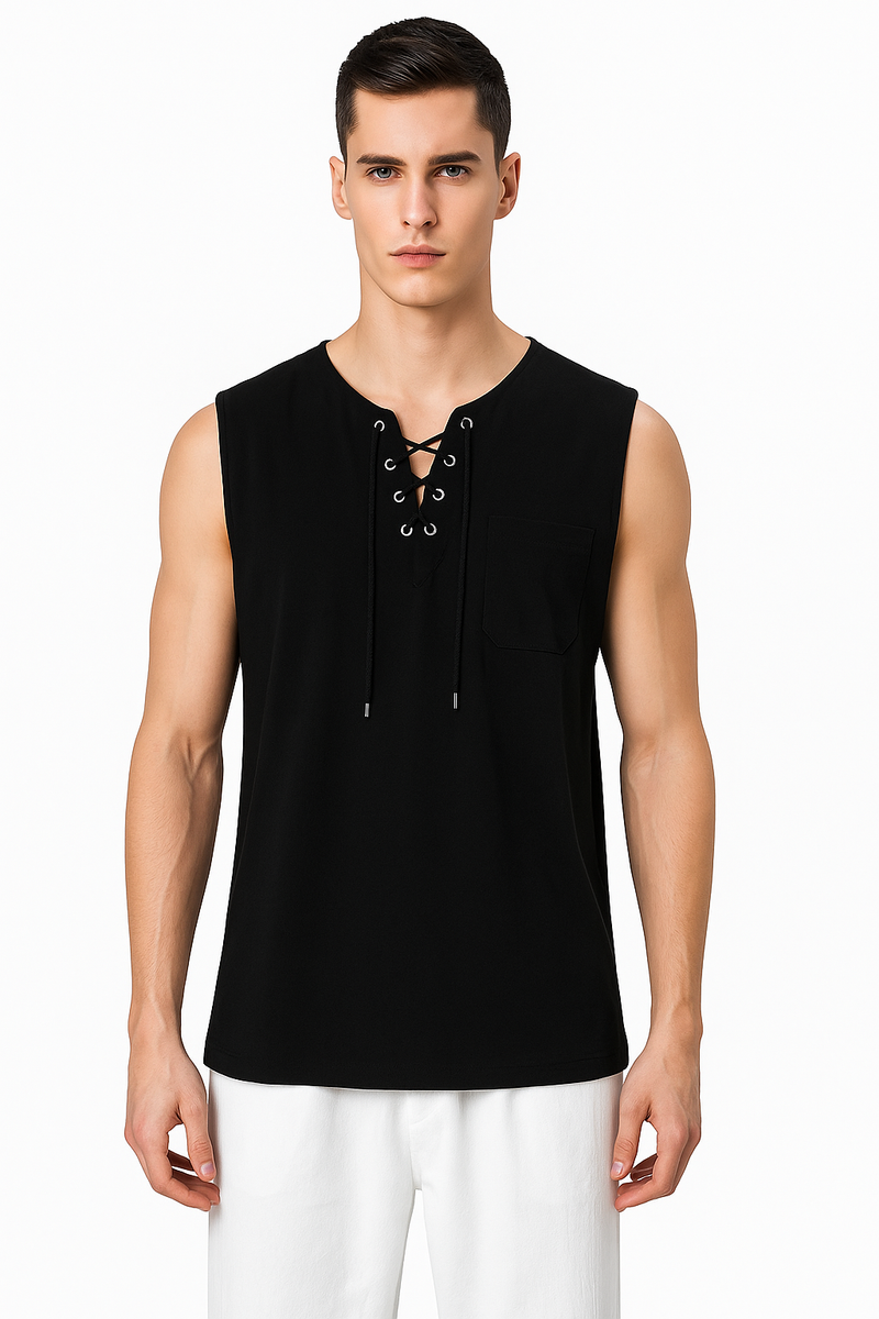 Ärmelloses Leinenhemd für Herren – Sommer Slim Fit – Pankraz
