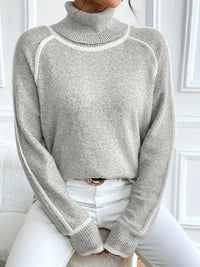 Warmer Rollkragenpullover mit Kontrastnähten und weicher Textur – Lara