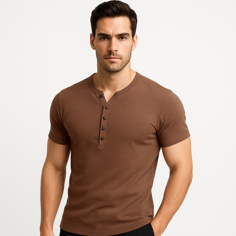 Henley-Shirt Herren Kurzarm Bequem Freizeitlook – Marco