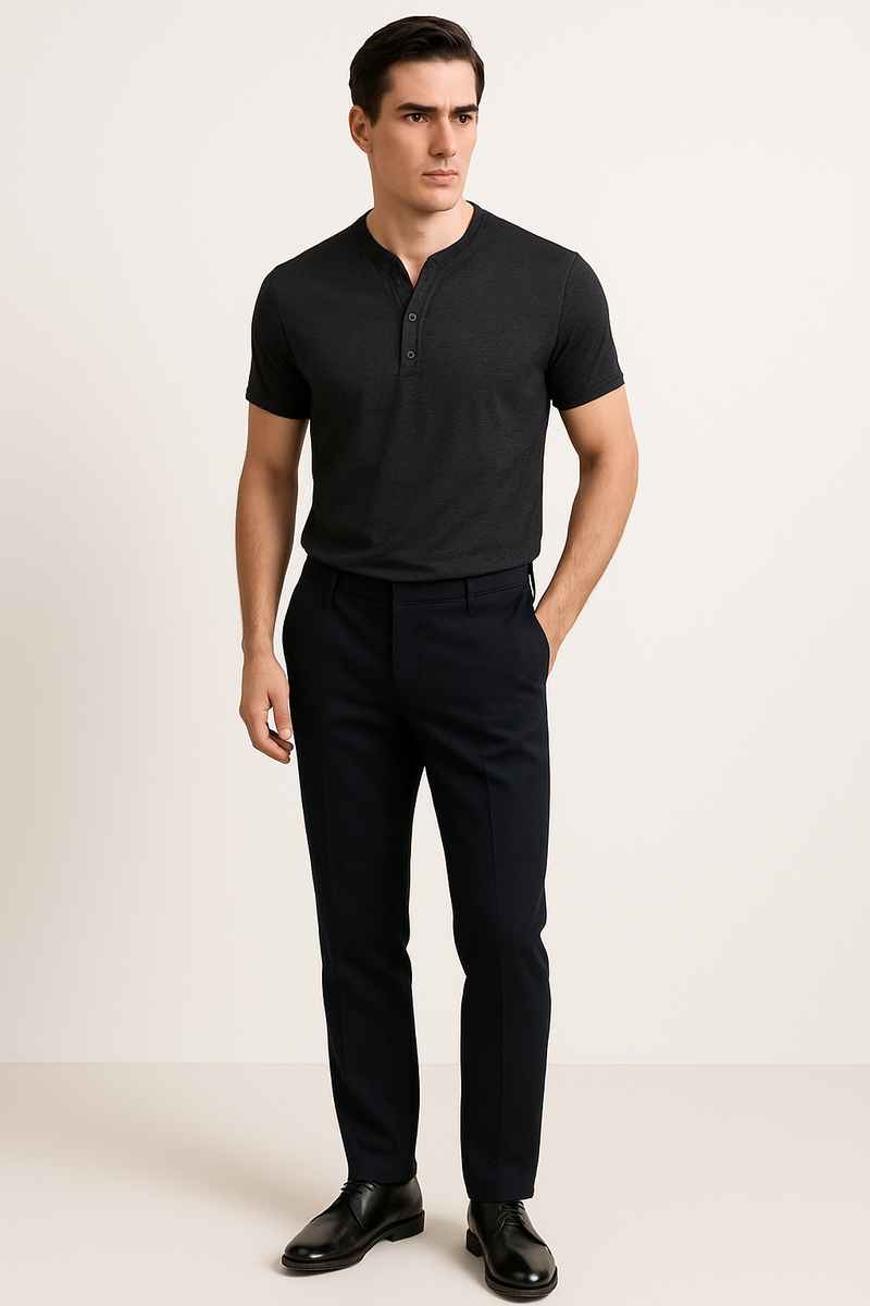 Herren Jerseyhemd Slim Fit mit Vintage-Waschung – Neravo
