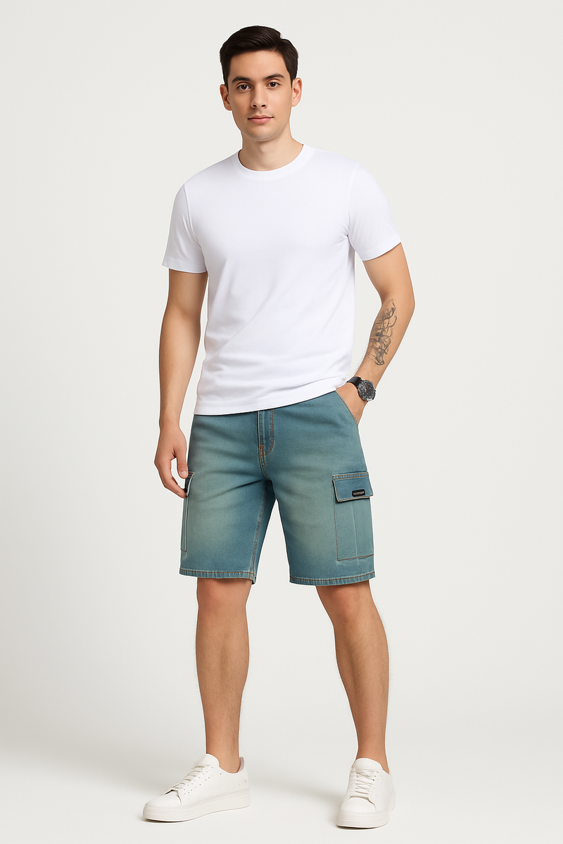 Cargo-Jeansshorts Herren mit Taschen Sommerlook – Ravo