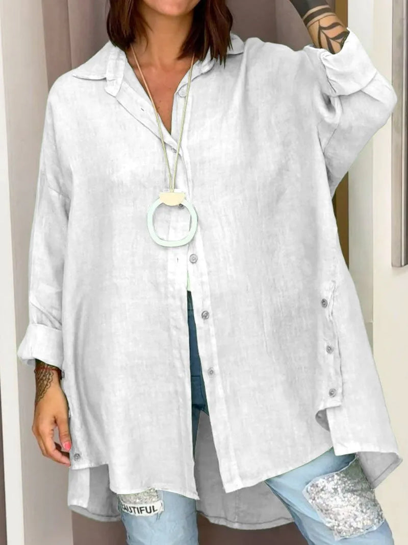 Oversized Button-Up Damenhemd aus Baumwolle – Mila