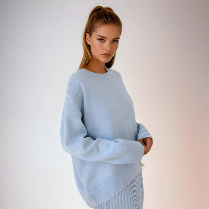 Damen Oversize Strick Pullover - Langarm Warm