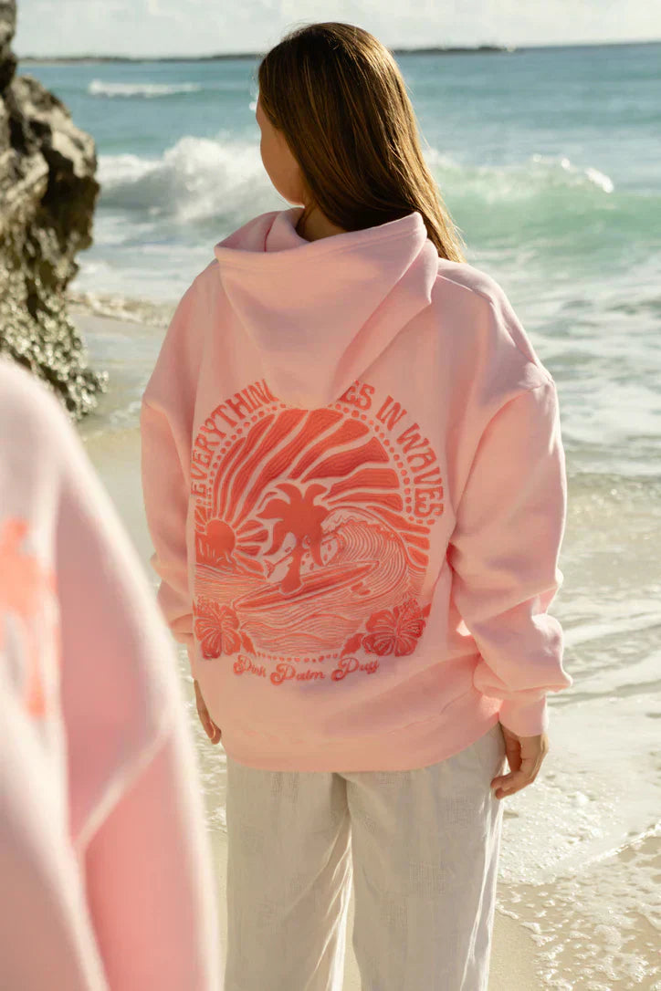 Oversized Damen Hoodie mit Palmenprint – Lea