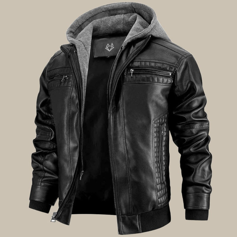 Premium hochwertige Lederjacke mit Kapuze für Herren - Image 1