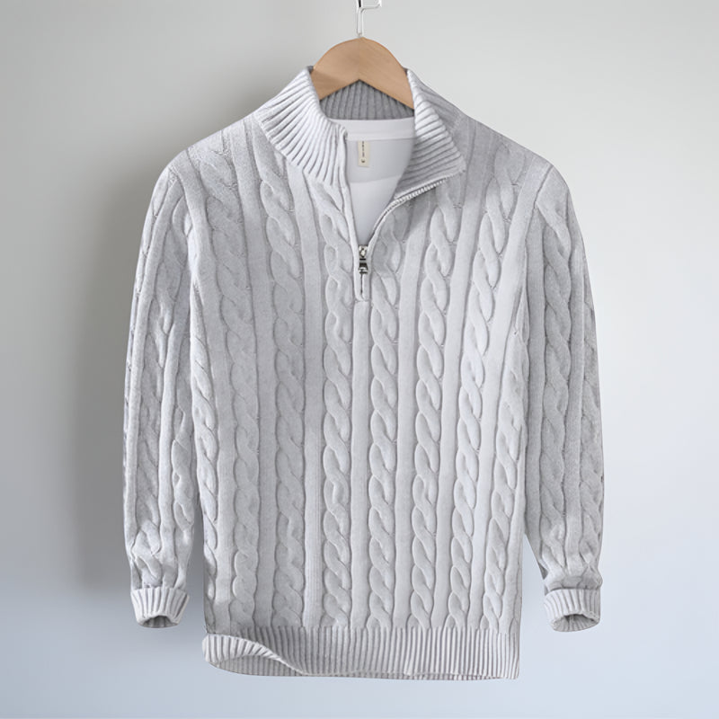 Herren Strick Pullover mit Reißverschluss – Grobstrick Langarm