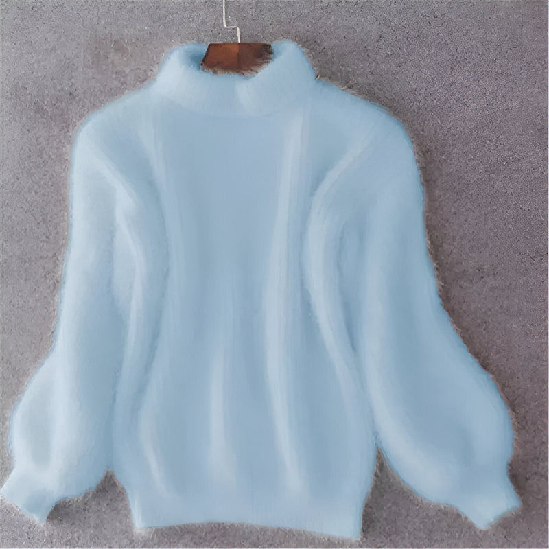 Damen Strick Pullover mit Rollkragen – Warm Langarm