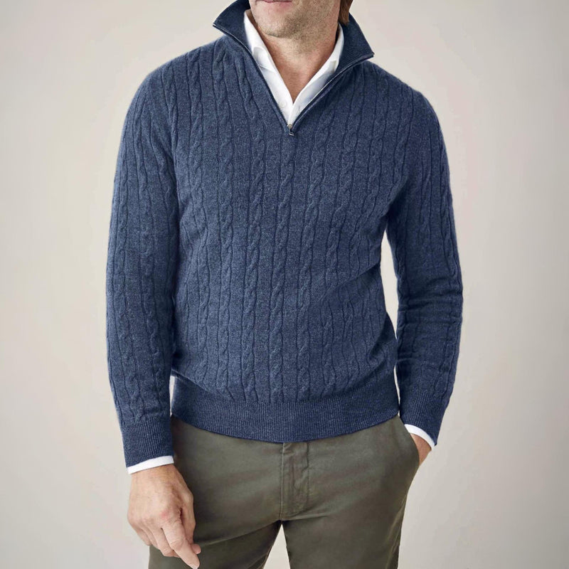 Herren Strickpullover mit Reißverschluss - Grobstrick Langarm